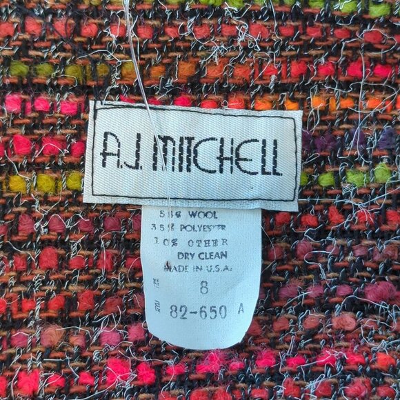 A.J. MITCHELL long sleeve tweed long sleeve Vintage Blazer/Jacket size 8 - Picture 7 of 11